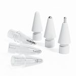 Qreninv Replacement Tips for Apple Pencil 1st/2nd Generation, Metal Pen Tips for iPad Pro Pencil with Precise Control, Fine Point, Pen-Like Nibs - 6 Pack