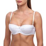 frugue Strapless Push Up Balcony Lace Bra White 36 A