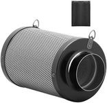 iPower 4 Inch Air Carbon Filter, with Australia Virgin Charcoal for Inline Fan, Hydroponics, Grow Tent, Prefilter Included, Reversible Flange 4" x 12", Black