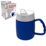 Dr. Bone's Therapeutics ® Mug with Internal Cone with Spouted Lid with Small Opening, Spill-Proof, Drinking aid, Thermo Mug, Feeding Cup Drinking Aid Adult Drinking Cup Sippy Cup 140 ml (Blue)