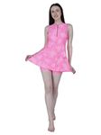 FILMAX McQueen Tropical Trend Printed Women's One-Piece Swimming Dress (SW-4750P-Neon Pink Tropical_3XL)