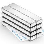 FINDMAG Neodymium Magnets, 8 Pack 60 x 10 x 5 mm Super Strong Magnets Bar, Magnetic Strips, Fridge Magnets with Double-Sided Adhesive, Flat Magnets for Whiteboard, Tools, Kitchen, Wall, Door, DIY