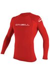 O'Neill Men's Basic Skins 50+ Long Sleeve Rash Guard, Red, XL