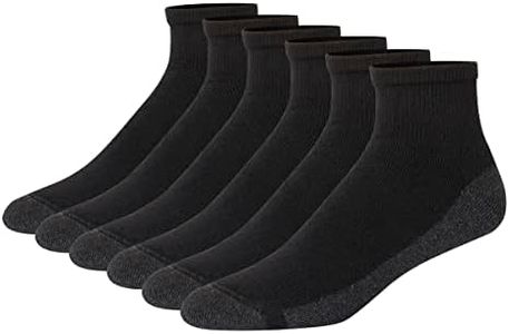 Hanes mens Hanes Men's Socks, 6-pair Pack Max Cushion Ankle, Black/Grey, Size 6-12