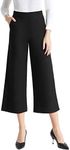 Tsful Wide Leg Pants for Women Trousers High Waisted Dress Pants Business Casual Summer Capris Stretch Pull On Work Slacks Black