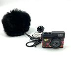 DSR Keychains Cartoon Characters Camera Keychains With Fur Pom Pom Camera Keychain Color -(Black) | Polyvinyl Chloride (PVC)