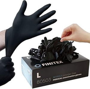 FINITEX - Black Nitrile Disposable Gloves, 5mil, Powder-free, Medical Exam Gloves Latex-Free 100 PCS For Cleaning Food (Large)