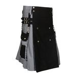 Scottish Black & Gray Two Tone Utility Kilt (Belly Button Measurement 36)