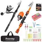 doorslay 2PCS Adult Kids Fishing Rod and Reel Combos, Telescopic Fishing Rod with 2.1m Adult Rod and 1.8m Kids Rod, Sets with Fishing Line, Fishing Lures Kit & Accessories and Carrier Bag