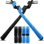 VEASAERS Bat Grip Tape Baseball Softball 2/4 Pack 40 inch 1.75mm Precut and Full Adhesive Back Pro Feel Soft Comfortable Tapes for Old Bats Handles (4 Pcs-Black+Blue Dot)