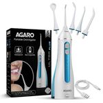 AGARO Ultra Plus Portable Dental Flosser for teeth, 5 Nozzles, Portable,Cordless & Rechargeable,4 Cleaning Modes,IPX7 Waterproof with 200ml Watertank, Flossing at Home & Travel,Oral Flosser,Oral Irrigator