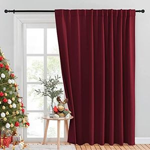 NICETOWN Christmas Room Divider Curtain, Patio Door Curtain, Blackout Blinds for Sliding Glass Door, Outside Curtain Wide Width Drape for Living Room (Burgundy Red, 100" Wide x 84" Long, 1 Piece)
