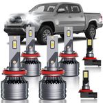 HUOKEDS Fits for Toyota Tacoma 2016-2023 LED Headlights and Fog Lights Bulbs Combo, 6pcs Super Bright 6000K White High & Low Beam Headlamps LED Blubs Package