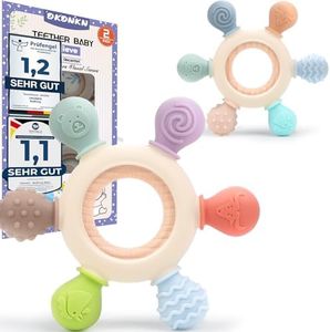 Okonkn 2 Anneau de Dentition pour Bébé, Naissance Bébé, Jouet Bébé 0-3-12 Mois, Accessoires d'Allaitement sans BPA