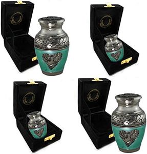 Green Loving Angel Wings Cremation Urn for Ashes for Women - Personalized Cremation Urns for Human Ashes Adult Female Decorative Urns - Beautifully Handcrafted Set of 4 Small Urn for Ashes for Women