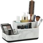 zccz Toothbrush Holders Organizer - Make Up Organizers and Storage, Multi-Functional Design Bathroom Organizer Toothbrush - Skincare Organizer - White Marble Look Bathroom Sink Organizer