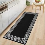 OZMIC Carpet Runners for Hallways Non Slip Long & Wide Heavy Duty Flat Weave Geometric Rug Indoor Stair Carpet Kitchen Floor Mats Runner Pet Mat | 80 X 300 cm - Black & White