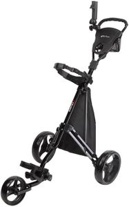 Precise Cruiser 3-Wheel Golf Push Cart with Stabilizer Rods, Ergonomic Handle & Step-On Brake | Golf Bag Cart with Detachable Storage Bag, Scorecard Holder, Lightweight Foldable Frame
