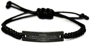 CUCOLUS Christian Gifts For Momma Black Rope Bracelet, Momma For God gave us a spirit not of fear. 2 Timothy 1:7, Bible Verse Inspirational Birthday for Momma