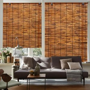 PAKNANO 2 Pack Bamboo Reed Roll-Up Blind Shades for Windows, 47" W x 71" H Bamboo Shade Outdoor Patio, Natural Reed Roller Shutters for Porch Pergola Partition Decoration Privacy Retro Reed Curtains