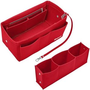 Simboom Handbag Organiser Insert, Women Purse Insert Organizer with Detachable Bag and Key Chains (Red, XL)