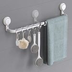 Ulinek Towel Rail Suction Cup, Bath Towel Bar 64cm / 36cm Sucker Hook No Drilling Wall Mounted Towel Rack Reusable with Powerful Force Towel Holder for Shower Bathroom Kitchen