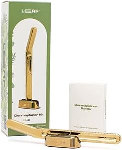 Leaf Shave | The Leaf Dermaplaner Kit, Gold - All-Metal Facial Razor and Exfoliating Tool for Women; Includes Dermaplaner, Matching Stand, & 10-Pack of Refills