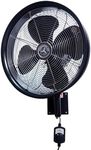 HydroMist F10-14-011 18 Inch Mounting Bracket Outdoor Oscillating Fan, Black