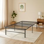 IdealBase 14" Twin Bed Frame Heavy Duty Foldable Bed Frame Folding Bed Frame with Steel Metal Slats Mattress Foundation Box Spring Replacement 600lbs Capacity Platform Bed Twin Bed Frame Size, Black