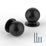 ROMATEE 10 Pack Matte Black Kitchen Cabinet Knobs 1 Inch(27mm) Diameter Hardware Dresser Knobs Black Zinc Alloy Ball Knobs for Cabinets and Drawers