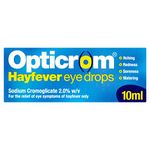 Opticrom Hayfever 2% w/v Eye Drops Solution, Anti-Allergy Relief for Itchy and Irritated Eyes, Fast-Acting Treatment for Hayfever Symptoms with Sodium Cromoglicate, 1 x 10 ml