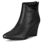 Allegra K Women's Zipper Wedge Heel Black Ankle Booties 10 M US