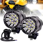 YnGia LED Motorcycle Spotlight Kit with Waterproof Switch, 90W 12V-80V Driving Lights Work Fog Light for UTV ATV Motorbike Trucks Off Road Car Auxiliary Lamp, 2 Pack