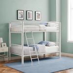 Universe Furniture Riso Twin Metal Bunk Cot Bed Single (Bottom) + Single (Top) - Frame (Ivory, Matte) (Powder Coated) (with Mattress, 2.6 X 6 Feet)