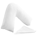 Latchini V Pillow with White Pillowcase Extra Soft Hollowfiber Filling, V-Shaped Pillow for Supreme Neck & Head Support, Ideal for Maternity Pregnancy and Nursing Support