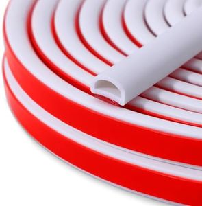 【New Upgrade】Silicone Weather Stripping Door Seal, 19.7 Feet Self Adhesive D-Shaped Door Weather Stripping for Door & Window, Seals Large Gap（from 5/32 inch to 1/4 inch）