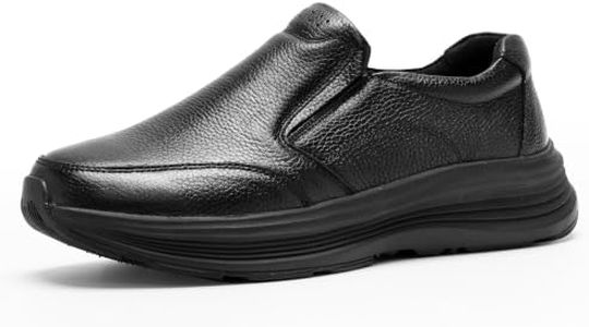 Men's Orthopedic Leather Dress Walking Shoes: Water Resistant Ultra-Lightweight Construction, Arch Support with Elastic EVA+Rubber Sole, Versatile for Outdoor & Casual Activities Black Size 10.5