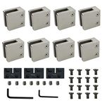 tonchean Glass Clamps 8PCS 1.8" Heavy Duty Square Glass Bracket Clamp Stainless Steel 316 Adjustable Glass Clips Kit with Rubber Gaskets for 8-12mm Glass