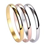 MILAKOO 6mm Stainless Steel Bracelets Plain Polished Finish Cuff Oval Bangle for Women 3 Pcs Set