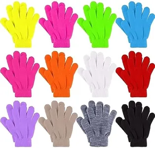 Glooarm 12 Pairs Kids Gloves Winter Toddler Full Fingers Knit Children Stretchy Warm Gloves Bulk for Boys Girls