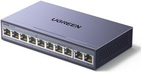 UGREEN POE Network Switch,8x Gigabit PoE+ Ports& 2 Gigabit Uplink Ports Ethernet Splitter , 802.3af/at 30W,60W Total Budget, 10 Port Metal Case Hub,Plug & Play for TV/Laptop/Switch/Router/Camera