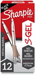 Sharpie S-Gel, Gel Pens, Drawing Pens, Gel Ink Pens For Journaling, Writing Pens, Medium Point Pens (0.7Mm), Sleek Metal Barrel, Black Ink, 12 Count