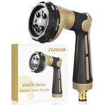 FANHAO Hose Pipe Spray Gun Heavy Duty,100% Metal Garden Hose Gun with 8 Spray Patterns,High Pressure Hose Nozzle Thumb Control On Off Valve for Lawn & Plant Watering, Car & Pet Washing-Khaki