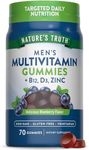 Mens Multivitamin Gummy | 70 Count | Vegetarian, Non-GMO, Gluten Free | with B12, D3, Zinc | Blueberry Flavor | by Nature's Truth