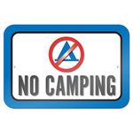 No Camping 9" x 6" Metal Sign