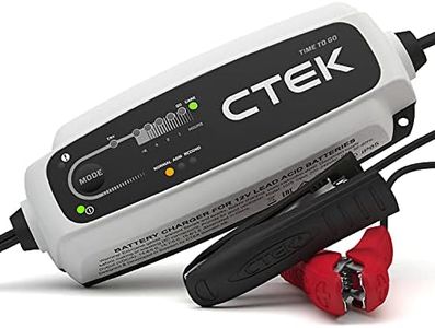 CTEK CT5 Time to Go - Fully Automatic Battery Charger with Countdown Display (Charges, Maintains and Reconditions Car and Motorcycle Batteries) 12 V, 5 Amp