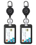 Pawfly 2 Pack Sliding Badge Holder Vertical Plastic Case with Retractable Keychain Badge Reel for up to 8 oz Hard Card Protector for ID Credit Cards Proximity Key Cards Driver’s Licenses and Passes