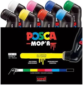 POSCA MOP’R PCM-22 Water Based Permanent Paint Markers. Round Tip for Art & Crafts. Multi Surface Use On Wood Metal Paper Canvas Cardboard Glass Fabric Ceramic Rock Stone Pebble Porcelain. Box of 8