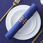 SPRICA Jacquard Napkins 48x48cm Set of 4 Pieces Decorative Washable Reusable Napkin, Navy Blue