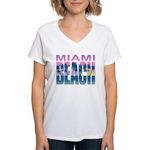 CafePress Miami Beach Women's V Neck T Shirt Womens Cotton V-Neck T-shirt White